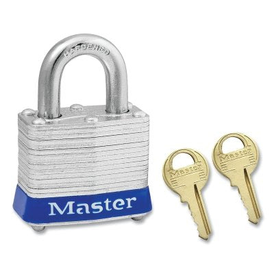 Master Lock 3BLU2KEY Laminated Steel Padlock 9/32 inch Diameter 3/4 inch Length