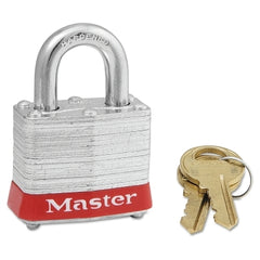 Master Lock 3KARED-0774 No. 3 Laminated Steel Padlock 9/32 Inch Diameter, 5/8 Inch Width x 3/4 Inch Height Shackle