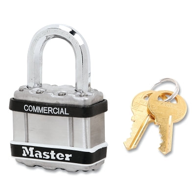 MASTER LOCK M1KASTS-2126 Wide Commercial Magnum Laminated Steel Padlock 1 in Shackle Height 1-3/4 in Body Width