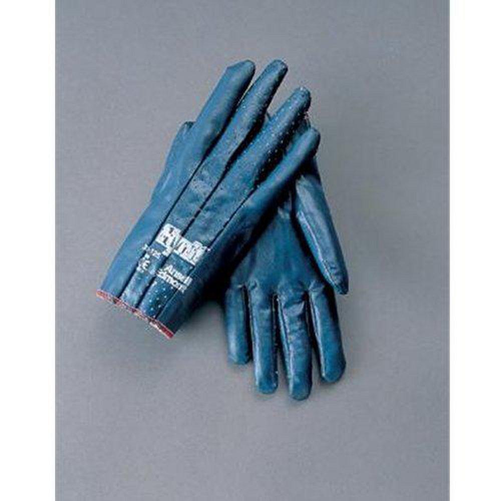 Ansell 103577 Hynit Size M Rubber Work Reusable Gloves in Blue