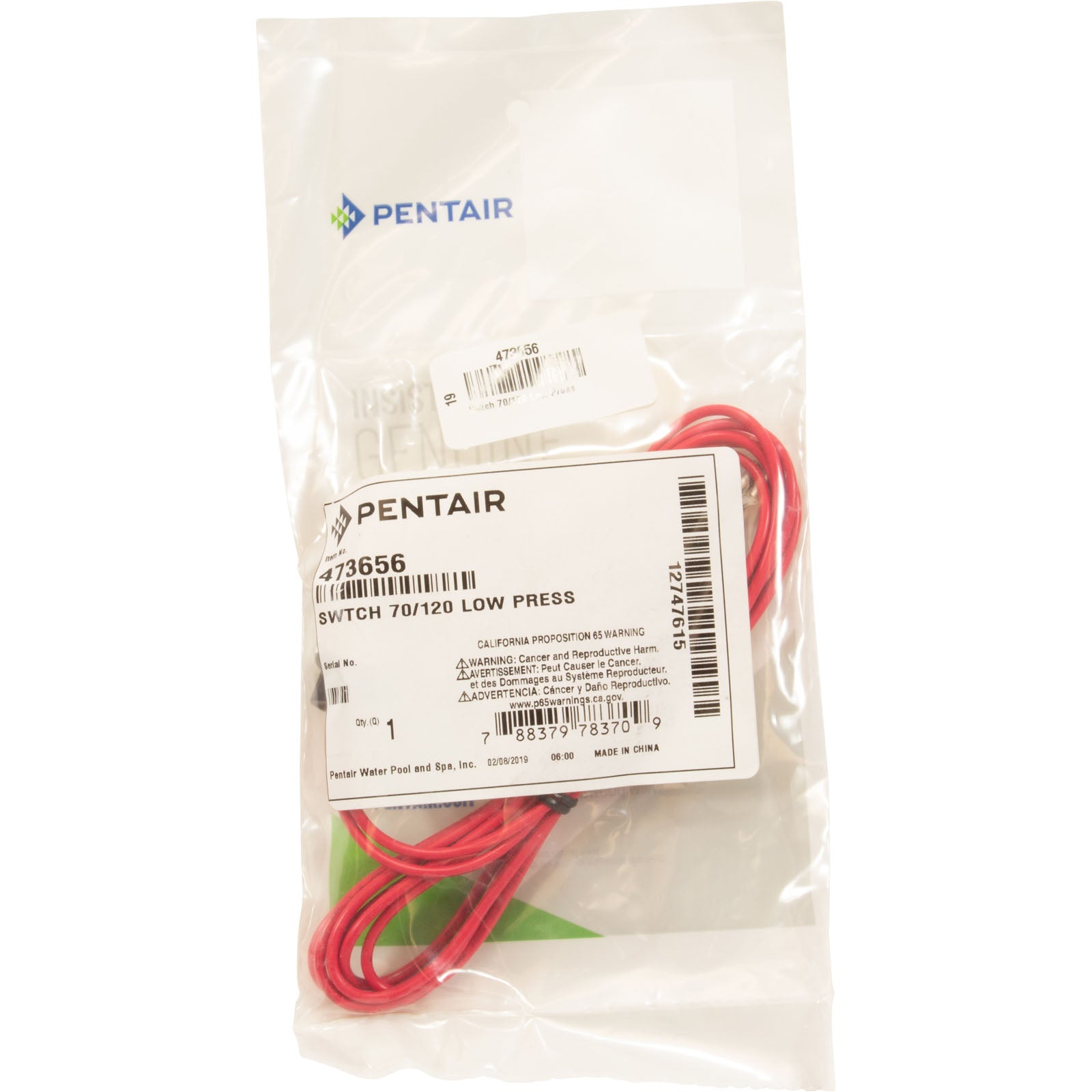 Pentair 473656 70/120 Low Pressure Switch Replacement Pool and Spa Heat Pump