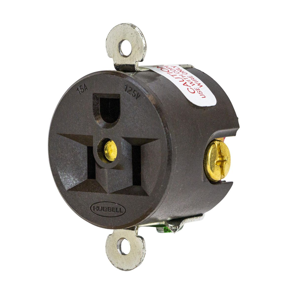 Hubbell HBL5258 Brown 15A 125V Single Panel-Mount Receptacle Heavy Duty Industrial Series