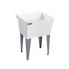 Mustee 17FK Utilatub Premier Laundry/Utility Tub, Floor Mount, Natural Crushed Stone/Polyester Resin Blend, White