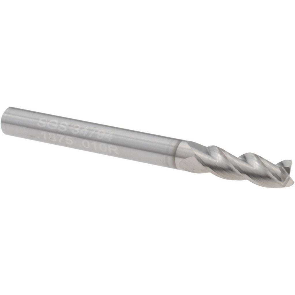 KYOCERA SGS PRECISION TOOLS Sgs 34794 Corner Radius End Mill 3/16 in 3 Flute Carbide
