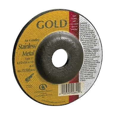 Carborundum 5539502842 Gold Aluminum Oxide 4-1/2 in Diameter 1/4 in Thick 7/8 in Arbor 24 Grit