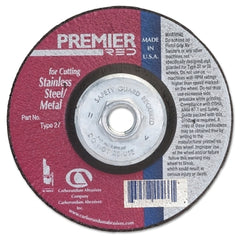 Carborundum 5539502873 Premier Red Zirconia Alumina Depressed Center Wheel 4-1/2 in 1/4 in 5/8 in 24 Grit