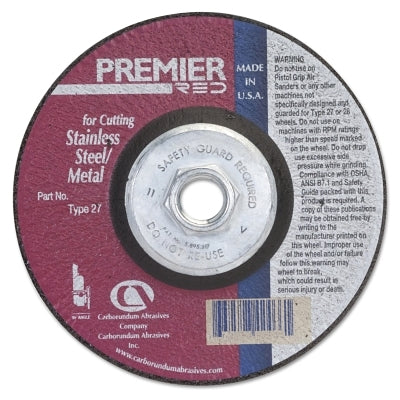 Carborundum 5539504702 Premier Red Abrasive Wheels Light Grinding Cutting 4 1/2in Dia 5/8in Arbor