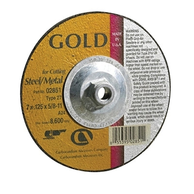 Carborundum 5539508158 Gold AO Depressed Center Wheel 4-1/2 in dia 1/4 in Thick 5/8 in Arbor 46 Grit