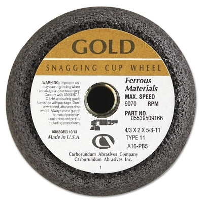 Carborundum 5539509166 Flaring Cup Wheel 4 in Dia 2 in Thick 16 Grit Alumina Oxide