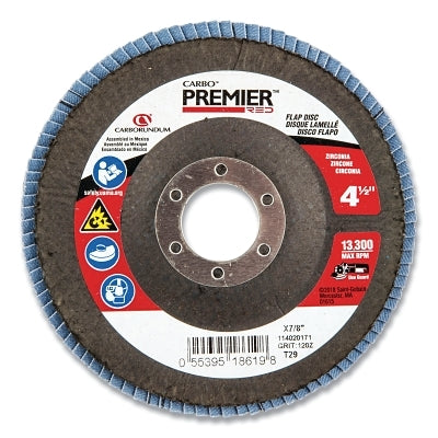 Carborundum 5539518619 Premier Red Zirconia Alumina Type 29 Flap Disc 4-1/2 Inches 120 Grit 7/8 Inches Arbor