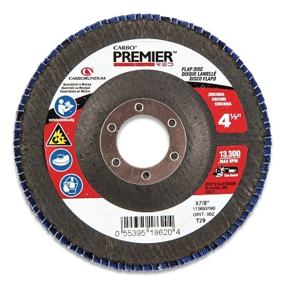 Carborundum 5539518620 Premier Red Zirconia Alumina Type 29 Flap Disc 80 Grit 4-1/2 in dia 7/8 in Arbor