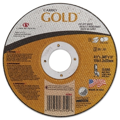 Carborundum 5539563952 Carbo GoldCut Reinforced Aluminum Oxide Abrasive 4-1/2 in dia 60 Grit