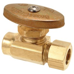 Brasscraft R34X-R Straight Stop Valve 1/2 Lead Free Brass Rough Brass SweatxCompression