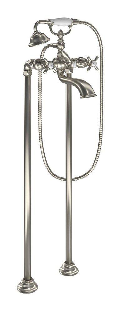 Moen S22105BN Weymouth Three Handle Wall Mount Filler With Hand Shower Brushed Nickel