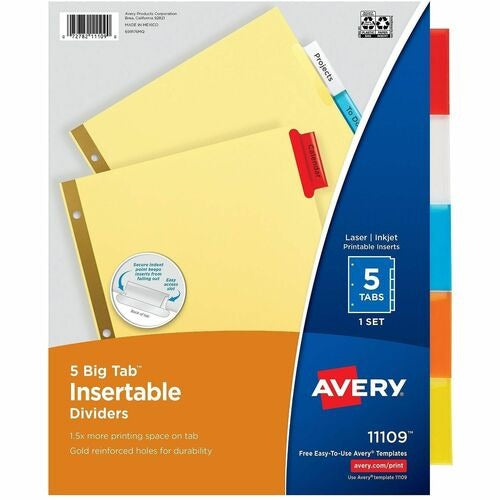 AVERY Avery AVE11109 Insertable Tab Dividers 5 Tab Buff