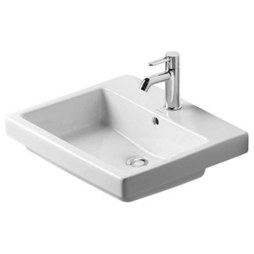 Duravit 03155500001 Lavatory Sink Vero Drop-In with Overflow and WonderGliss Surface Treatment 21-5/8 x 18-1/4 Inch Rectangle White 1 Hole