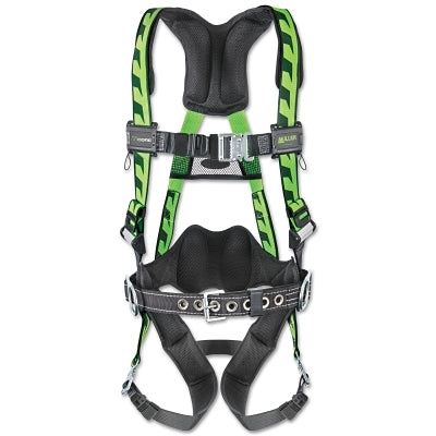 Honeywell Miller ACF-TBUG AirCore Full-Body Harness, Front and Side D-Rings, Polyester, Universal, Green