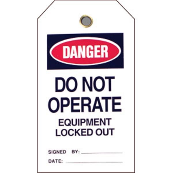 Brady 49310 Lockout Tags Danger Do Not Operate Equipment Vinyl 5 1/2 x 3 25/Pkg