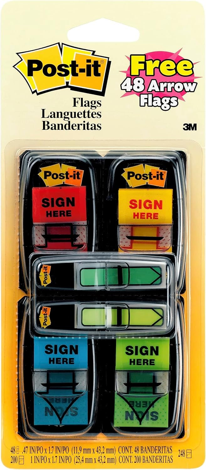 3M 3M MMM680SH4VA Post-it Flags Arrow Message 1 inches Page Flags 248 Pack 680SH4VA