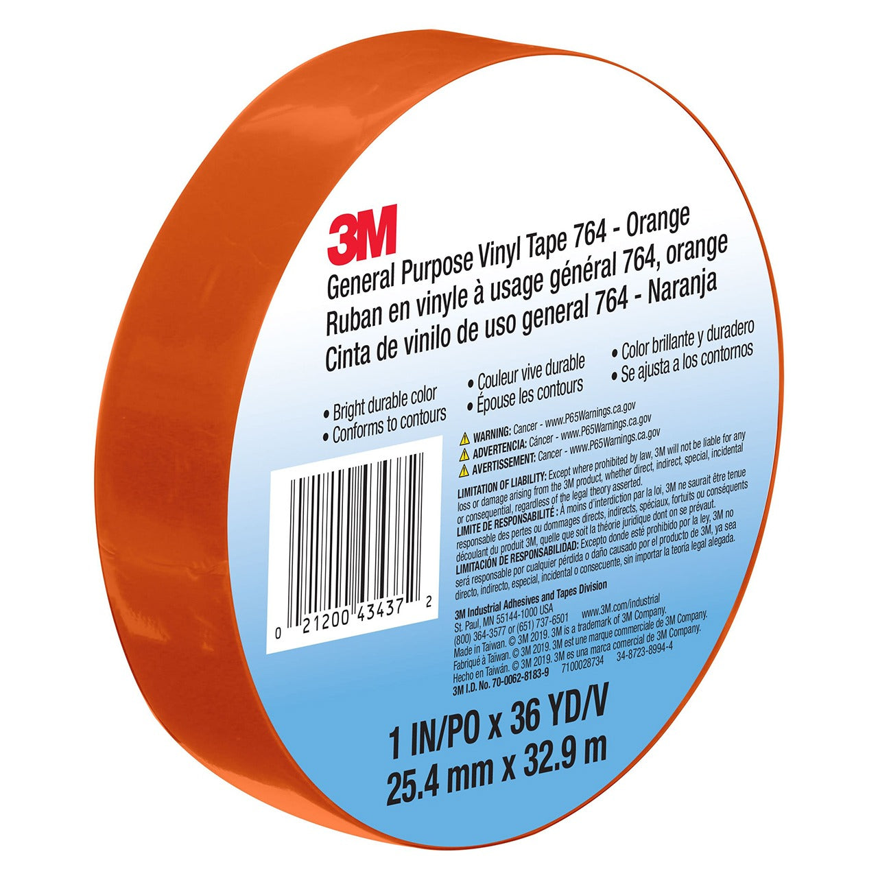 3M 3M 7100028734 General Purpose Vinyl Tape 764 1 in x 36 yd (36 per case) 43437