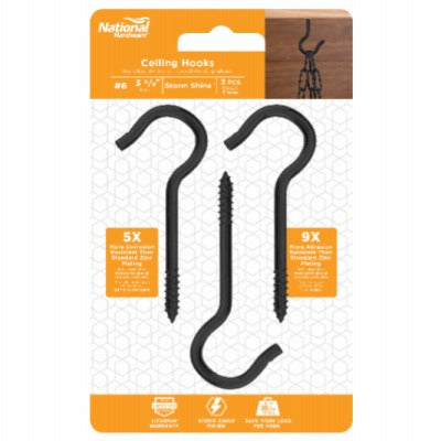 NATIONAL HARDWARE National Mfg N820-106 Ceiling Hook 3-3/8 in Steel 10 Pack