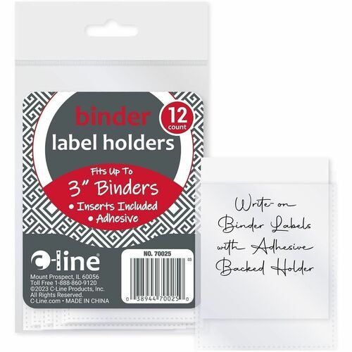 C-LINE C-line CLI70025 Label Holders 2-3 Inch Binders 12-pack