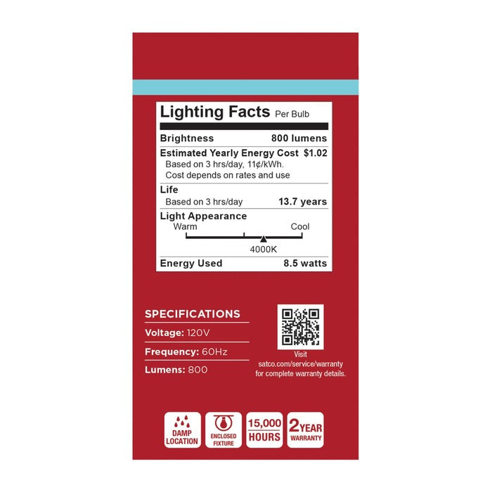 SATCO-NUVO Satco-Nuvo S14316 A19 LED Bulb 8.5W (4-Pack) Replaces 60W