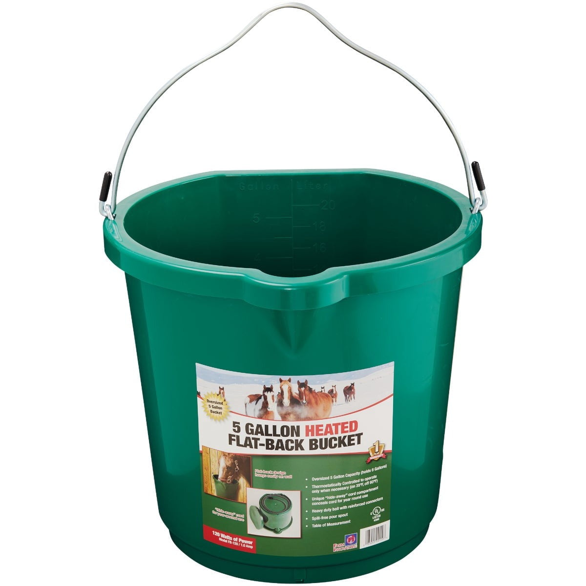 FARM INNOVATORS Farm Innovators FB-120 Heated Flat-Back Bucket 120W (5 Gallon)