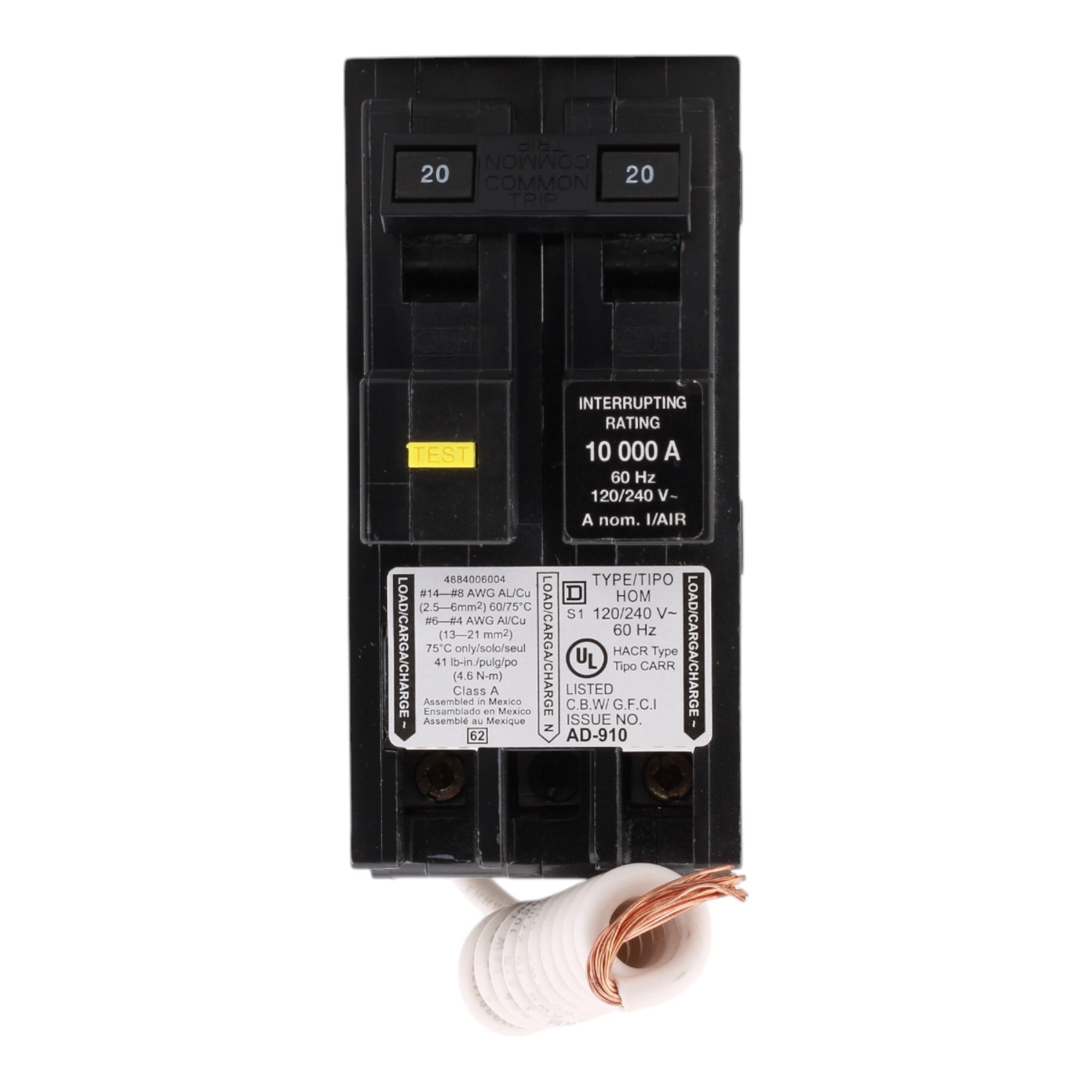 SQUARE D Square D HOM220GFI Homeline 20A 2-Pole Plug-In