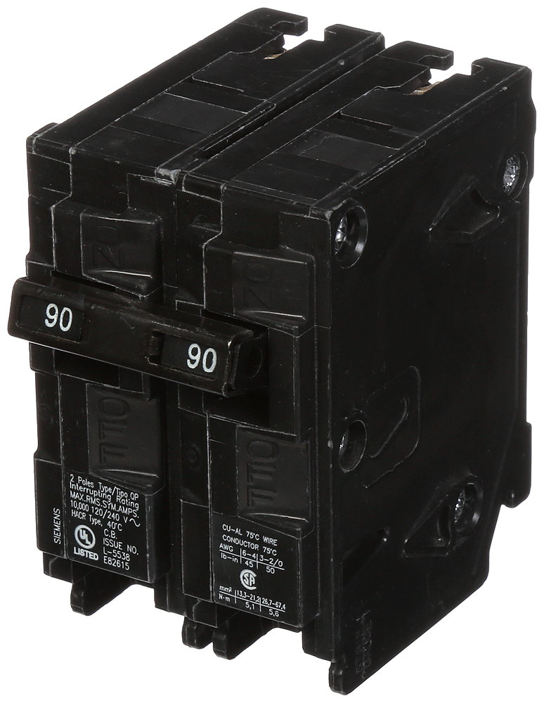 Siemens Q290 2-Pole 120/240 VAC 90 Amp 10 kA Plug-In Common Trip Circuit Breaker