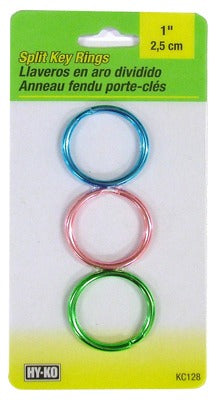 HY-KO Hy-ko KC128 Split Key Ring 3-pack Pastel