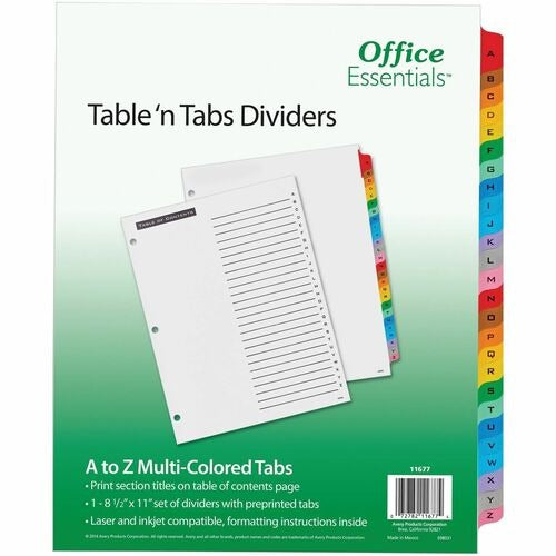 AVERY Avery AVE11677 A-z Dividers Multicolor Pre-printed Tabs