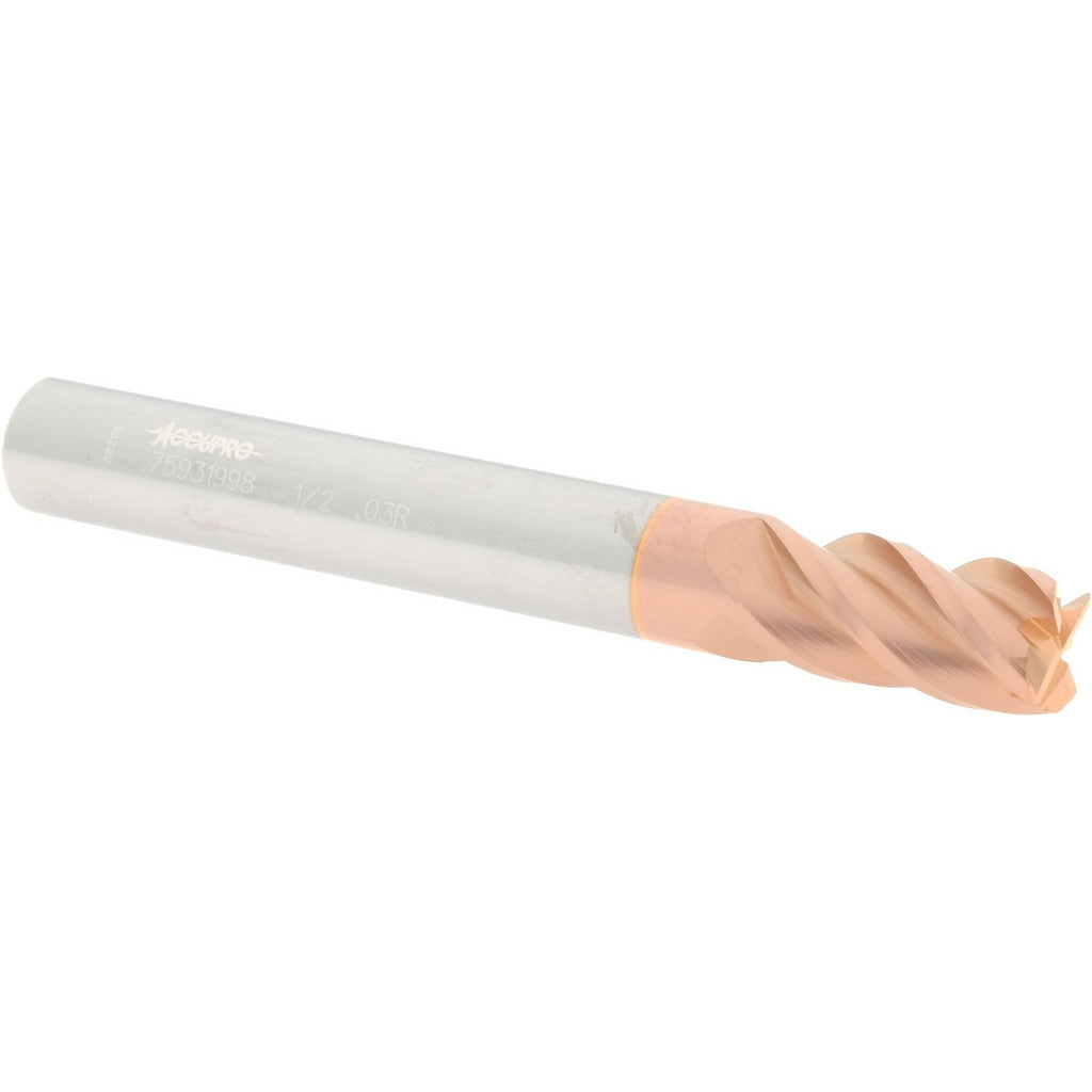 ACCUPRO Accupro 12183566 Corner Radius End Mill 1/2 in 4 Flute Ticn