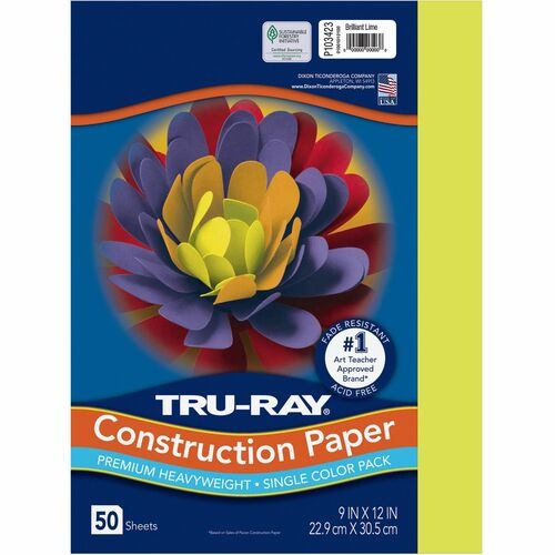 PACON Pacon PAC103423 Construction Paper Brilliant Lime 50 Pack