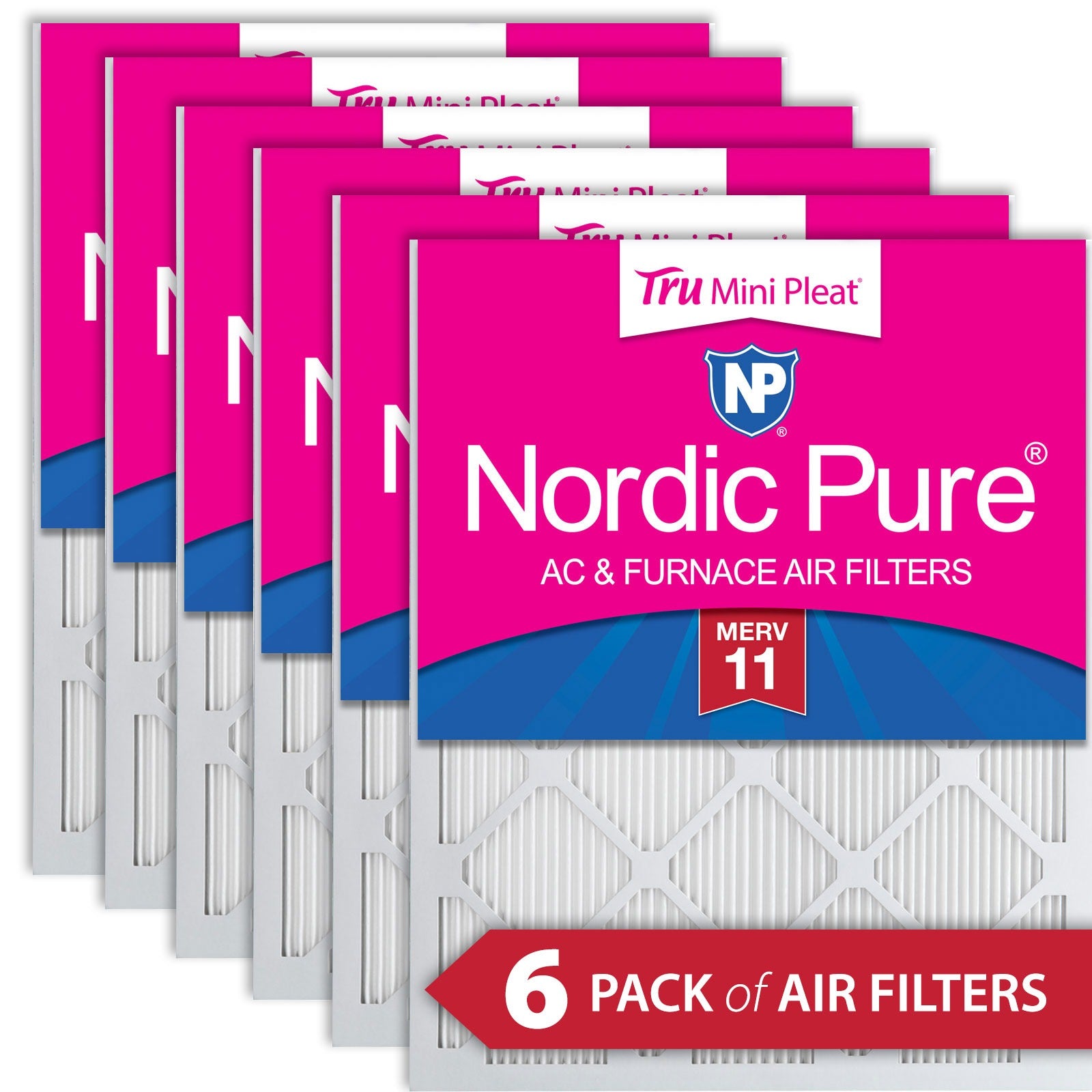 NORDIC PURE Nordic Pure 12x24x1M11MiniPleat-6 Merv 11 Mini Pleat Filter 6pk