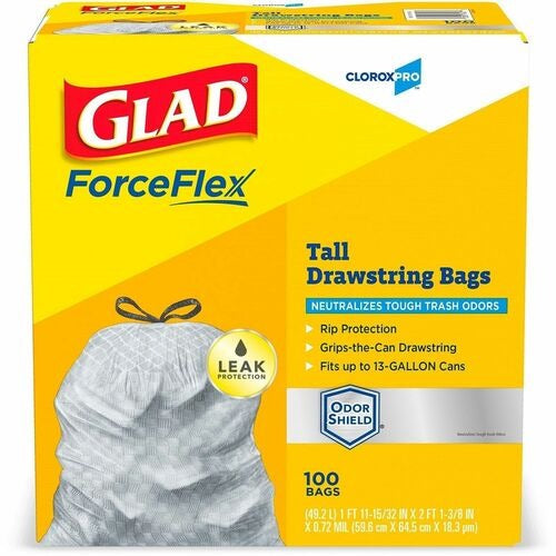 CLOROX Clorox CLO70427CT Forceflex Kitchen Trash Bags 13 Gal 100ct