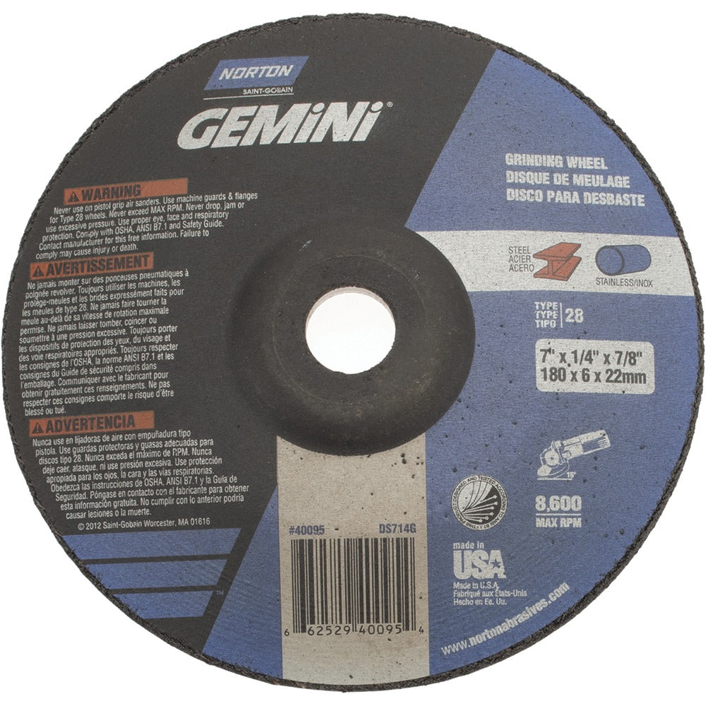 NORTON Norton 66252940095 Type 28 7in 24 Grit Grinding Wheel