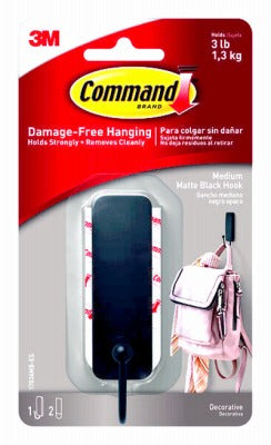 3M 3M Company 17034MB-ES Matte Black Decorative Hook 3 Lb