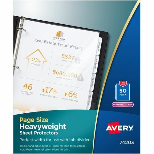 AVERY Avery AVE74203 Sheet Protectors 11x8.5 in Top Load 50-pack