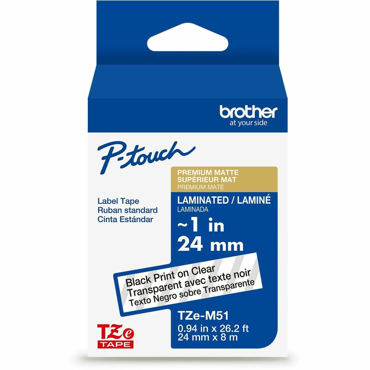 BROTHER Brother BRTTZEM51G P-touch TZEM51 Premium Matte Laminated Label Tape (24mm x 8m) TZEM51G