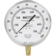 Weiss 4CTS100 Commercial Pressure Gauge 0-100 PSI 4-1/2 INCH Dial 1/4 INCH NPT