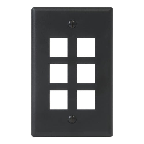 ICC Icc IC107F06BK 6-port Single Gang Wallplate Black