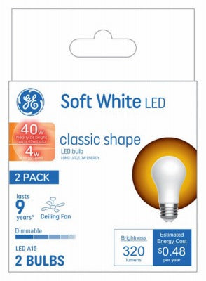 GE G E Lighting 93130352 Led A15 Ceiling Fan Bulb 4W 2-pack