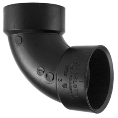 CHARLOTTE PIPE Charlotte Pipe Abs 00300 1000HA 3 in 90 Deg Hxh Abs Dwv Elbow