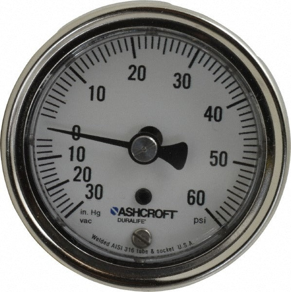 ASHCROFT Ashcroft 82120 Pressure Gauge 2.5 in Dial Npt Center Back