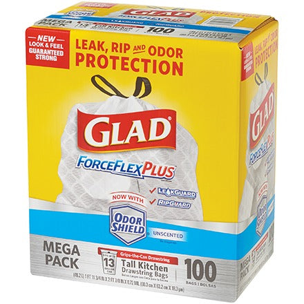 BSC PREFERRED Bsc Preferred GLAD13FFW Drawstring Trash Bags 100 Per Case