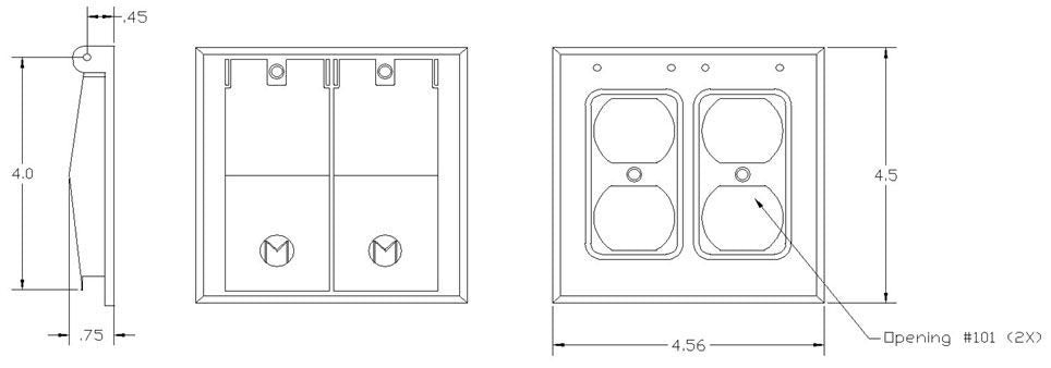 MULBERRY METAL PRODUCTS Mulberry Metal Products 30458W 2-Gang Self-Closing Cover (2 Duplex Openings) 30458
