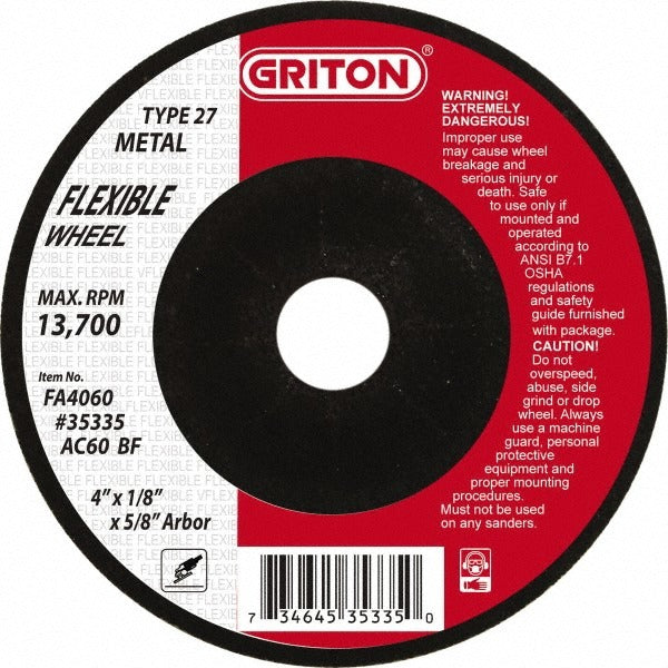 VALUE COLLECTION Value Collection FA4060 Type 27 Grinding Wheel 4in 60 Grit