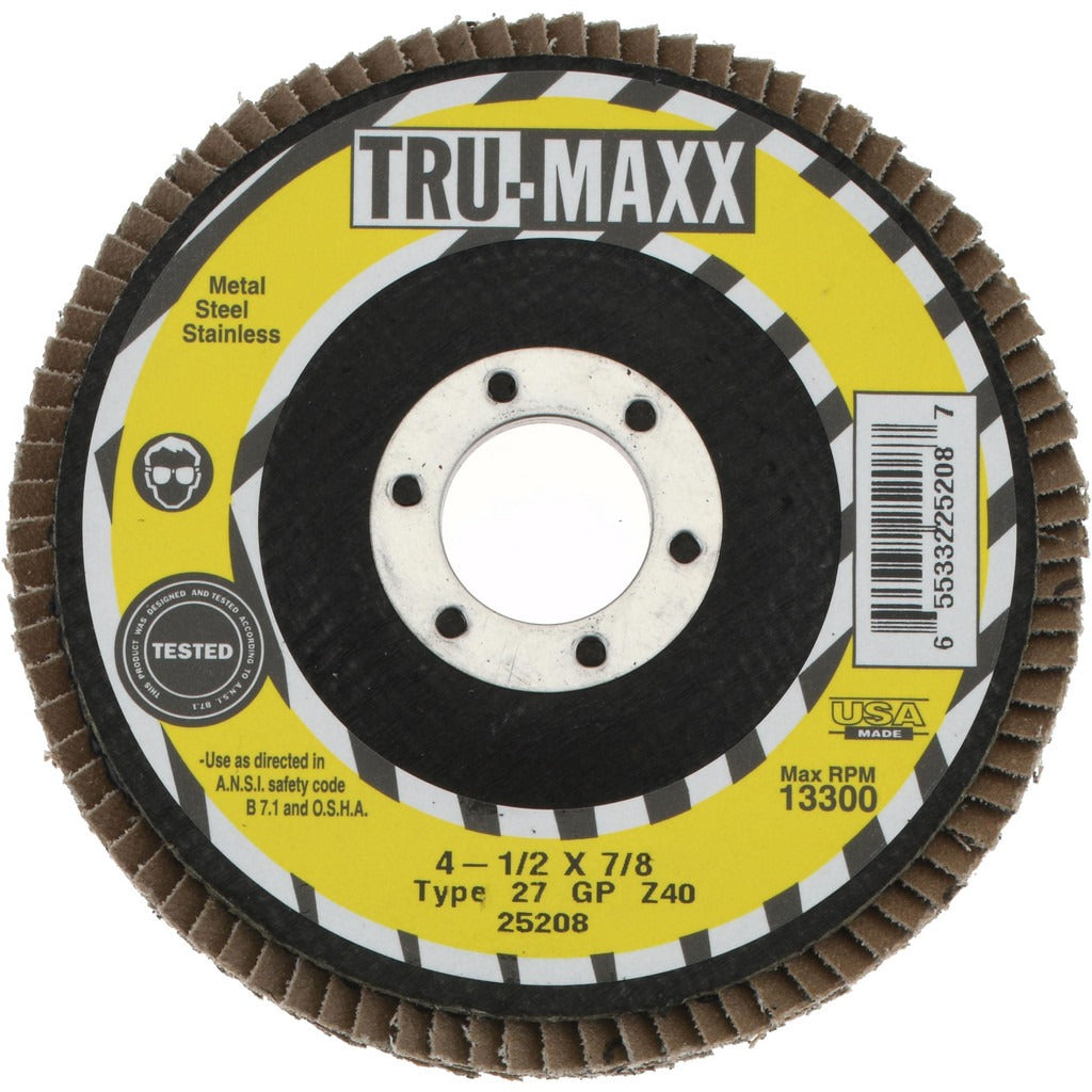TRU-MAXX Tru-maxx 66254443321 Flap Disc 40 Grit 4.5 in Type 27