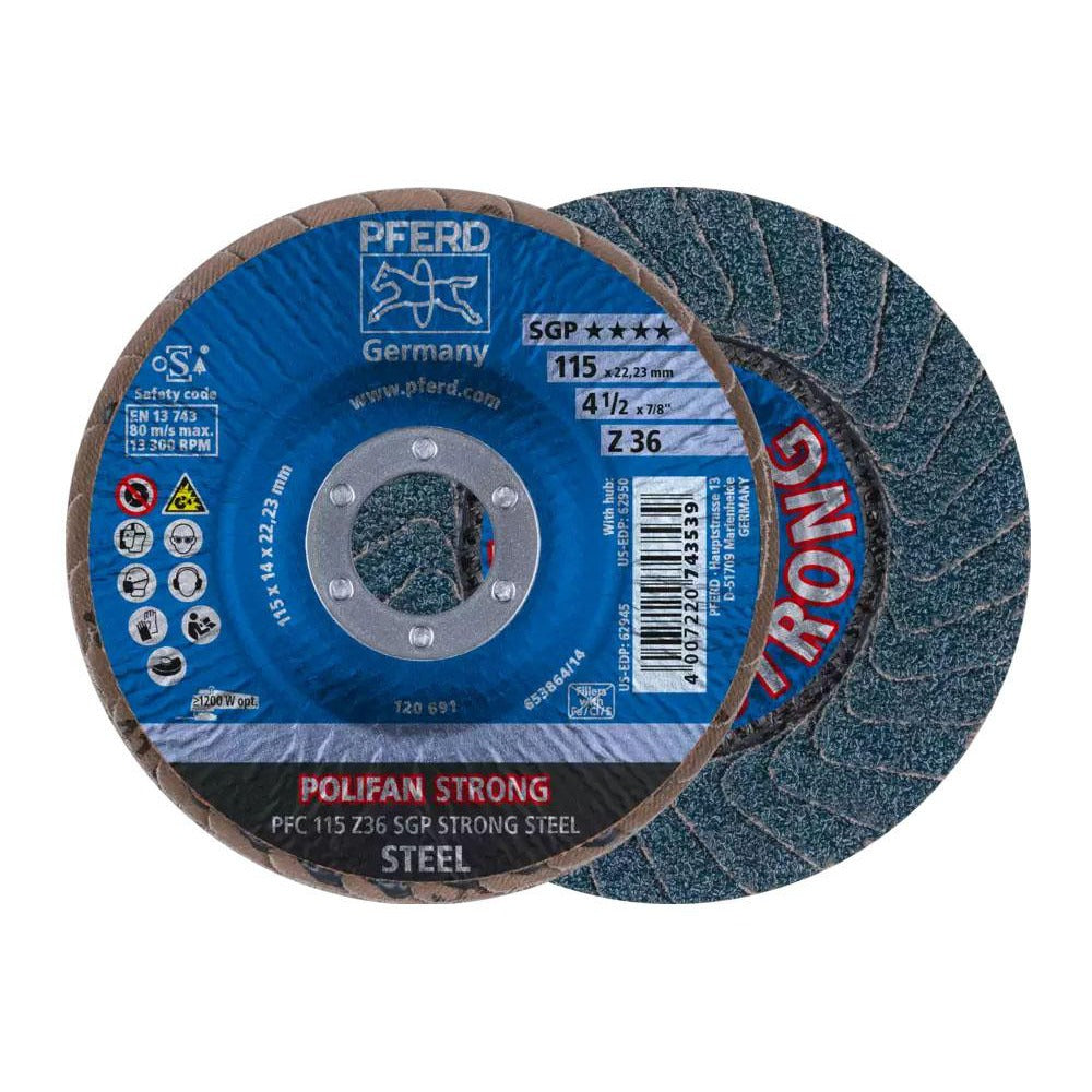 PFERD Pferd 62945 Flap Disc 36 Grit 4.5 Inch Type 29 Zirconia